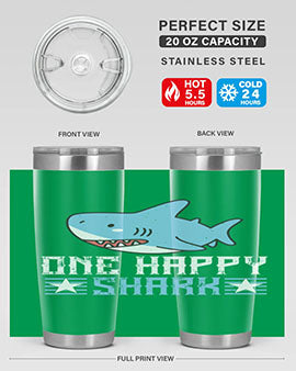 one happy shark Style 50#- shark  fish- Tumbler