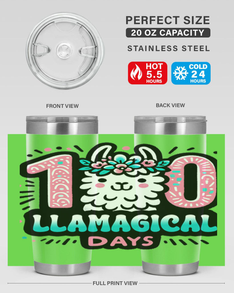 100 Llamagical Days Sublimation 35#- 100 days of school- Tumbler