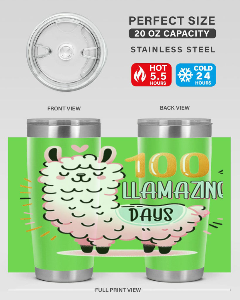 100th Day of School Llama 39#- 100 days of school- Tumbler