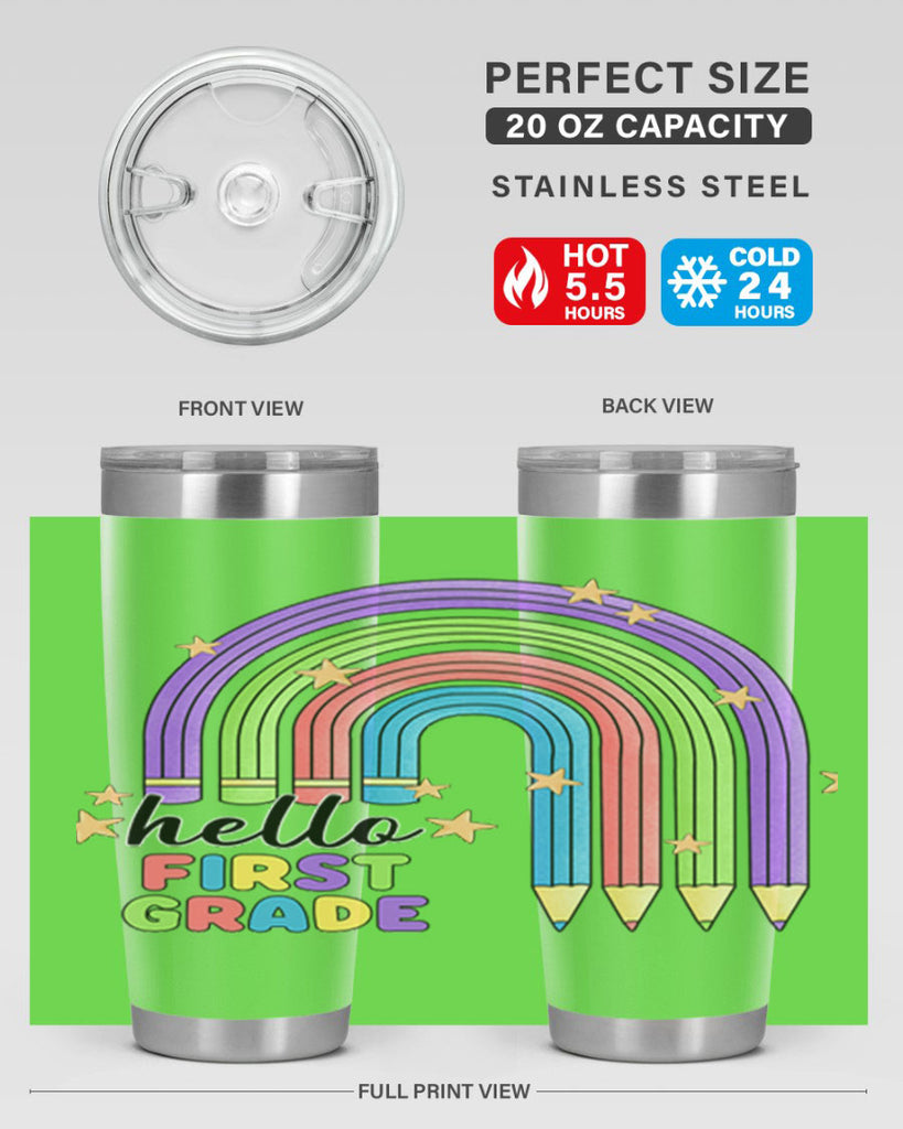 Hello 1st Grade Pencil Rainbow 14#- 1st grade- Tumbler