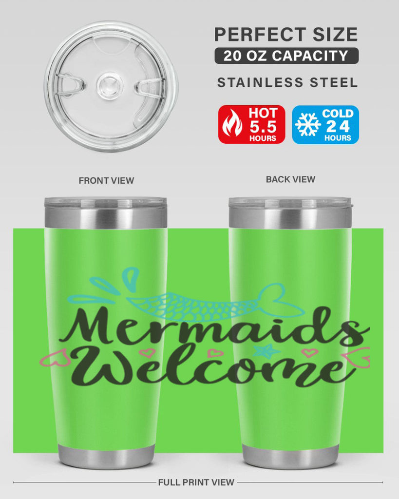 Mermaids Welcome 474#- mermaid- Tumbler