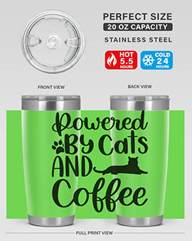 Powered By Cats And Coffee Style 102#- cat- Tumbler