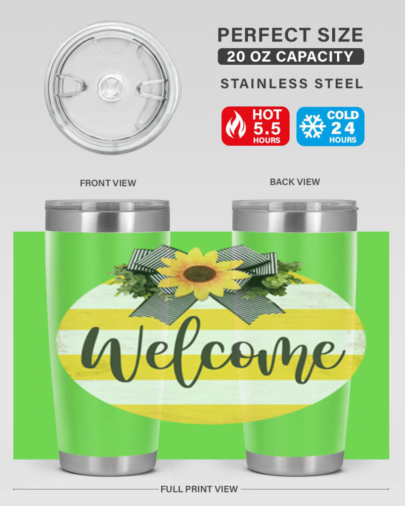 Welcome and Yellow strips Mockup564#- spring- Tumbler