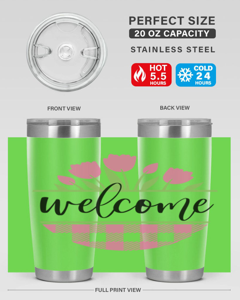 Welcome pink plaid575#- spring- Tumbler