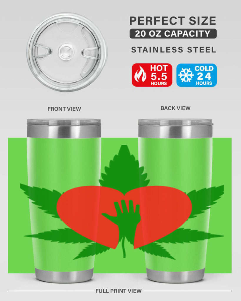 cannabis heart with hand 45#- marijuana- Tumbler