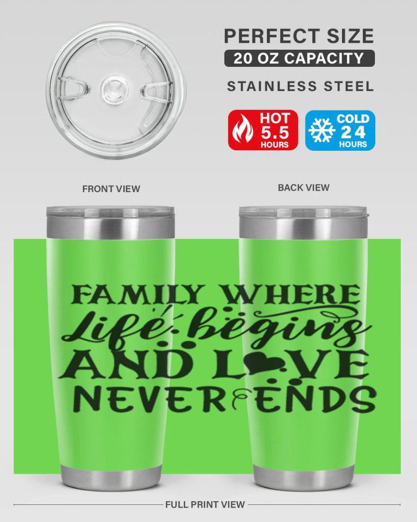 family where life begins and love never ends 33#- family- Tumbler