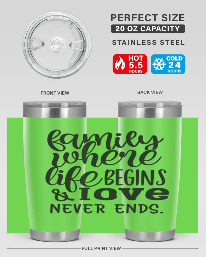 family where life begins love never ends 34#- family- Tumbler