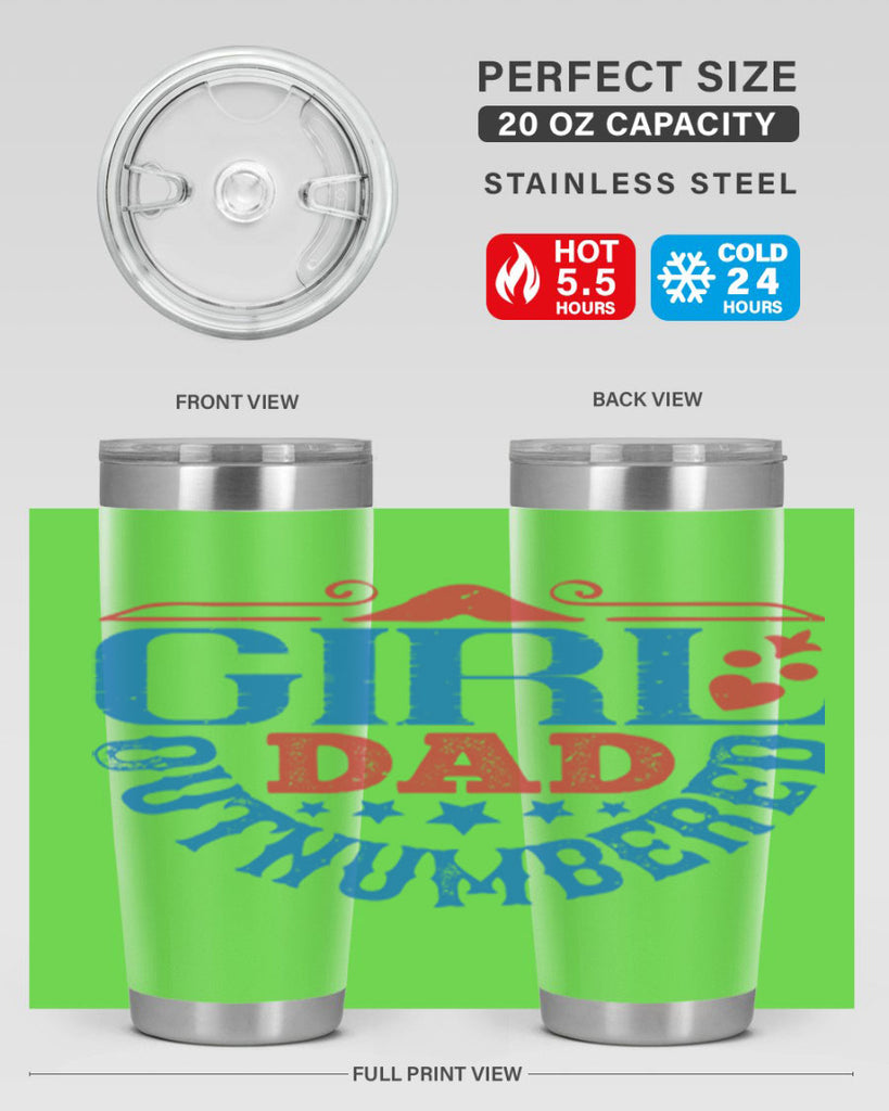 girl dad outnumbered 219#- fathers day- Tumbler
