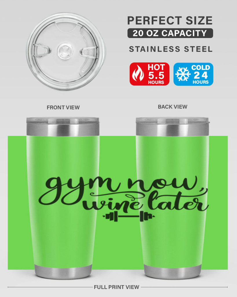 gym now wine later 42#- gym- Tumbler