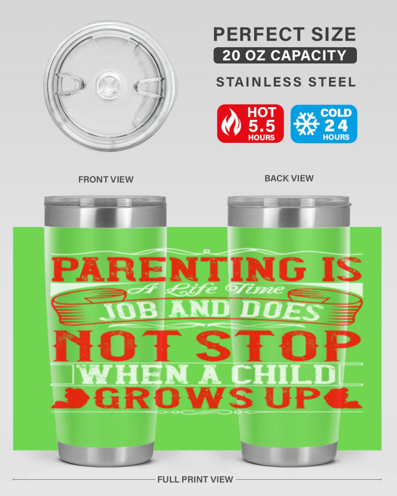 parenting is a life time job and does not stop when a child grows up 29#- Parents Day- Tumbler