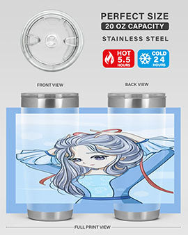 Beautiful princess silver hair with blue dress 120#- anime- Tumbler