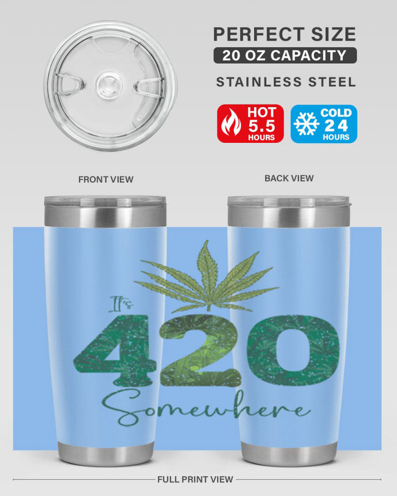 Its 420 Somewhere Sublimation 159#- marijuana- Tumbler