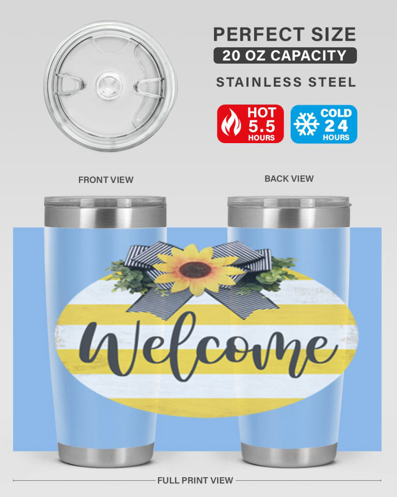 Welcome and Yellow strips Mockup564#- spring- Tumbler