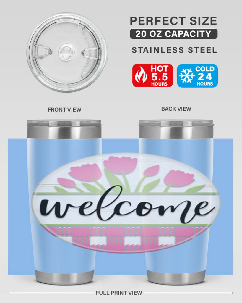 Welcome pink plaid Mockup574#- spring- Tumbler