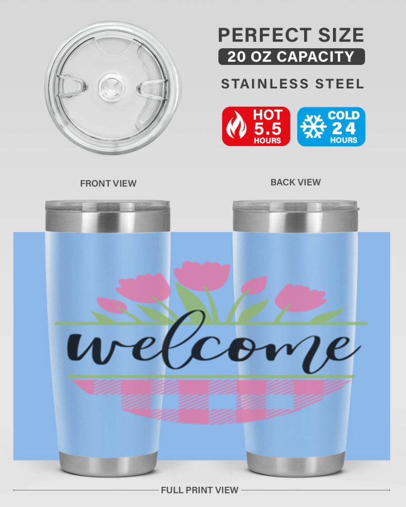 Welcome pink plaid575#- spring- Tumbler