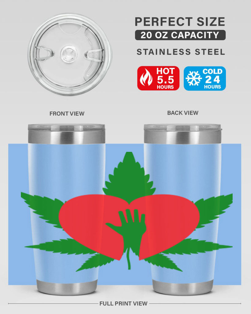 cannabis heart with hand 45#- marijuana- Tumbler