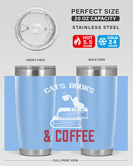 cats book and coffee Style 37#- cat- Tumbler