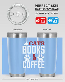 cats books and coffee Style 38#- cat- Tumbler