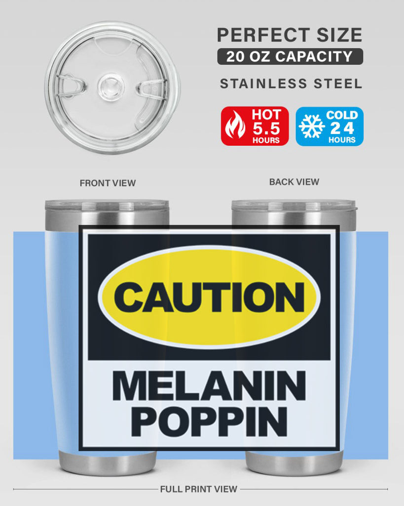 caution melanin poppin 188#- black words phrases- Cotton Tank