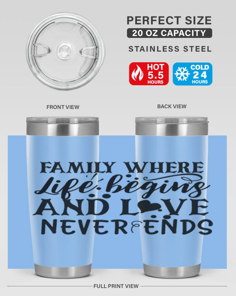 family where life begins and love never ends 33#- family- Tumbler