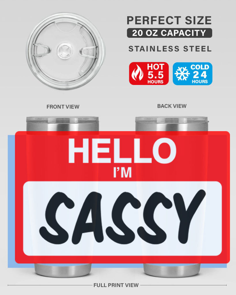 hello im sassy 129#- black words phrases- Cotton Tank