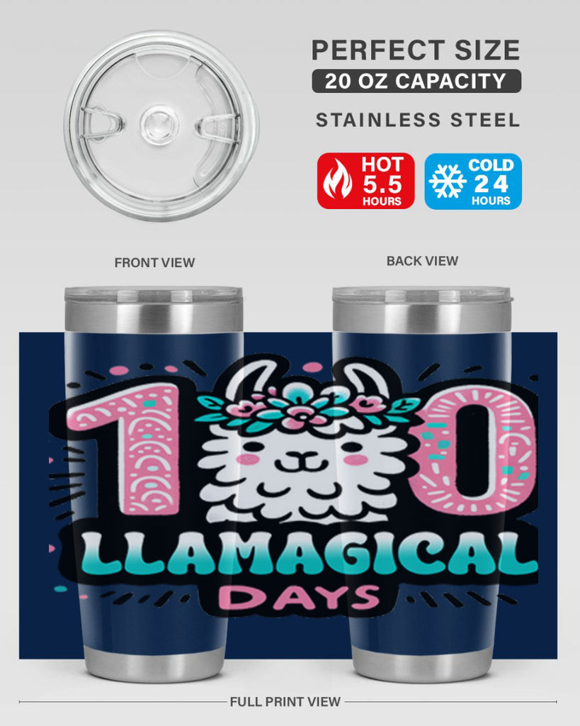 100 Llamagical Days Sublimation 35#- 100 days of school- Tumbler