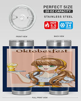 A beautiful girl with beer happy at celebrating the oktoberfest 87#- anime- Tumbler