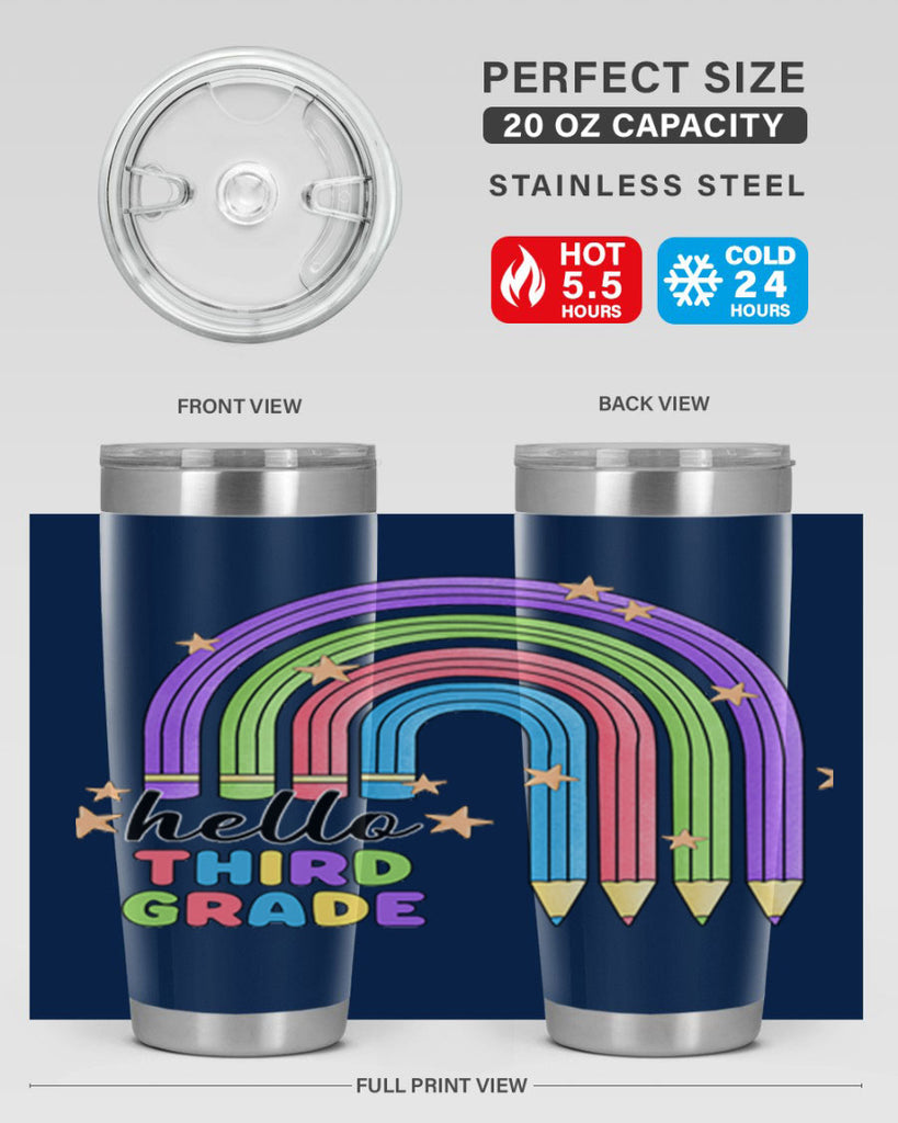 Hello 3rd Grade Pencil Rainbow 11#- 3rd grade- Tumbler