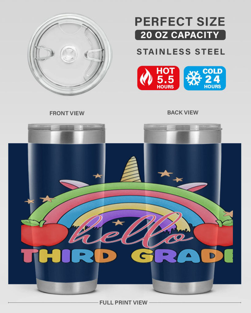 Hello 3rd Grade Unicorn Rainbow 13#- 3rd grade- Tumbler