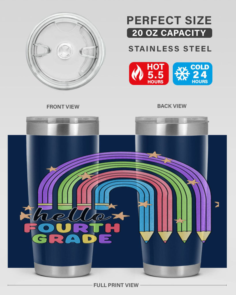 Hello 4th Grade Pencil Rainbow 12#- 4th  grade- Tumbler