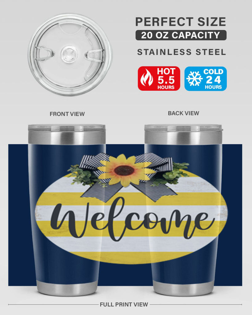 Welcome and Yellow strips Mockup564#- spring- Tumbler