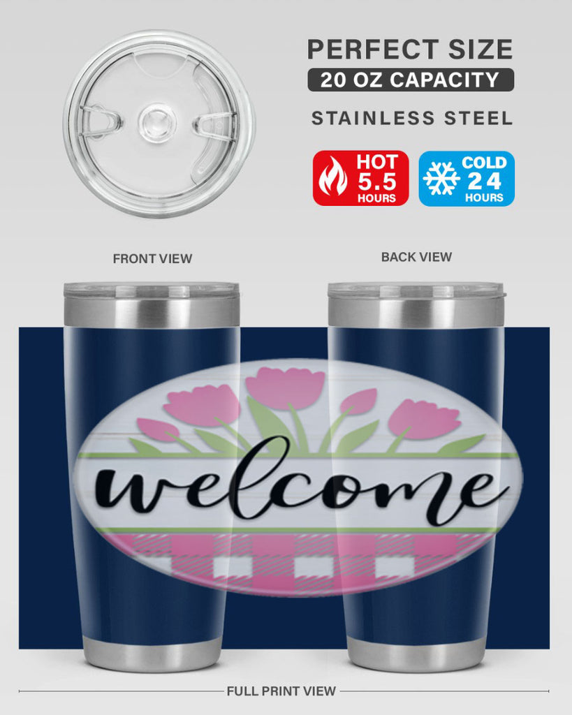 Welcome pink plaid Mockup574#- spring- Tumbler