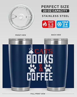 cats books and coffee Style 38#- cat- Tumbler