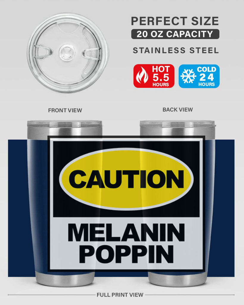 caution melanin poppin 188#- black words phrases- Cotton Tank