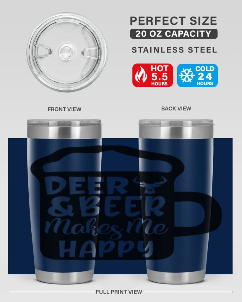 deer and beer makes me happy 17#- hunting- Tumbler