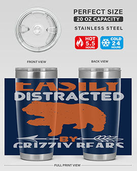 easily distracted by grizzly bears 10#- Bears- Tumbler