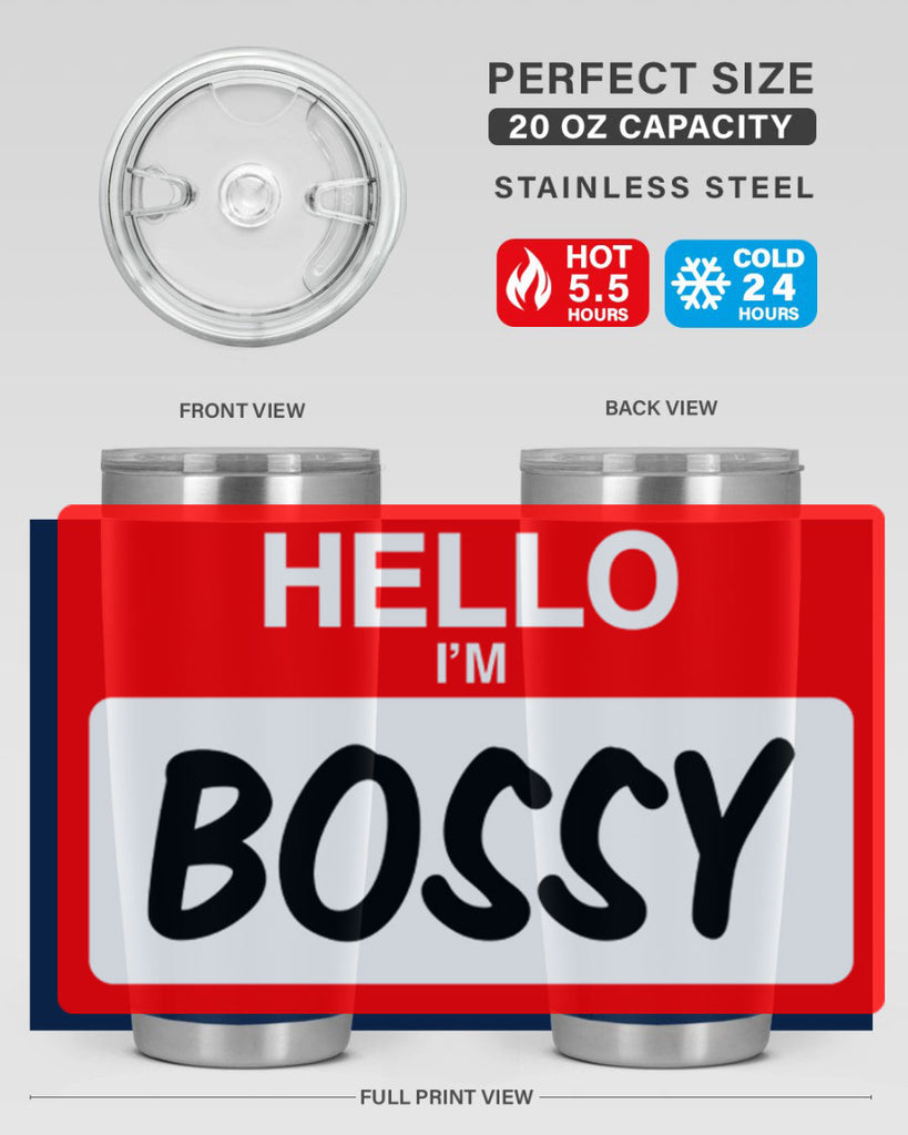 hello im bossy 132#- black words phrases- Cotton Tank