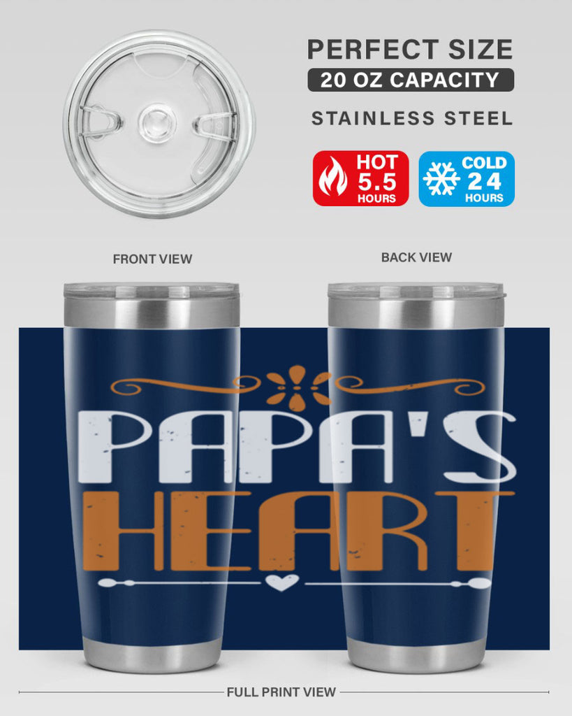 papas heart 13#- grandpa - papa- Tumbler