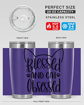 Blessed And Cat Obsessed Style 79#- cat- Tumbler