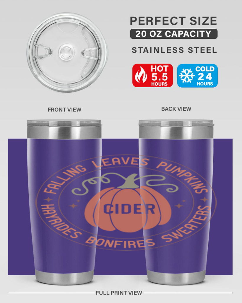 Falling Leaves Pumpkins Cider Hayrides Bonfires Sweaters 168#- fall- Tumbler