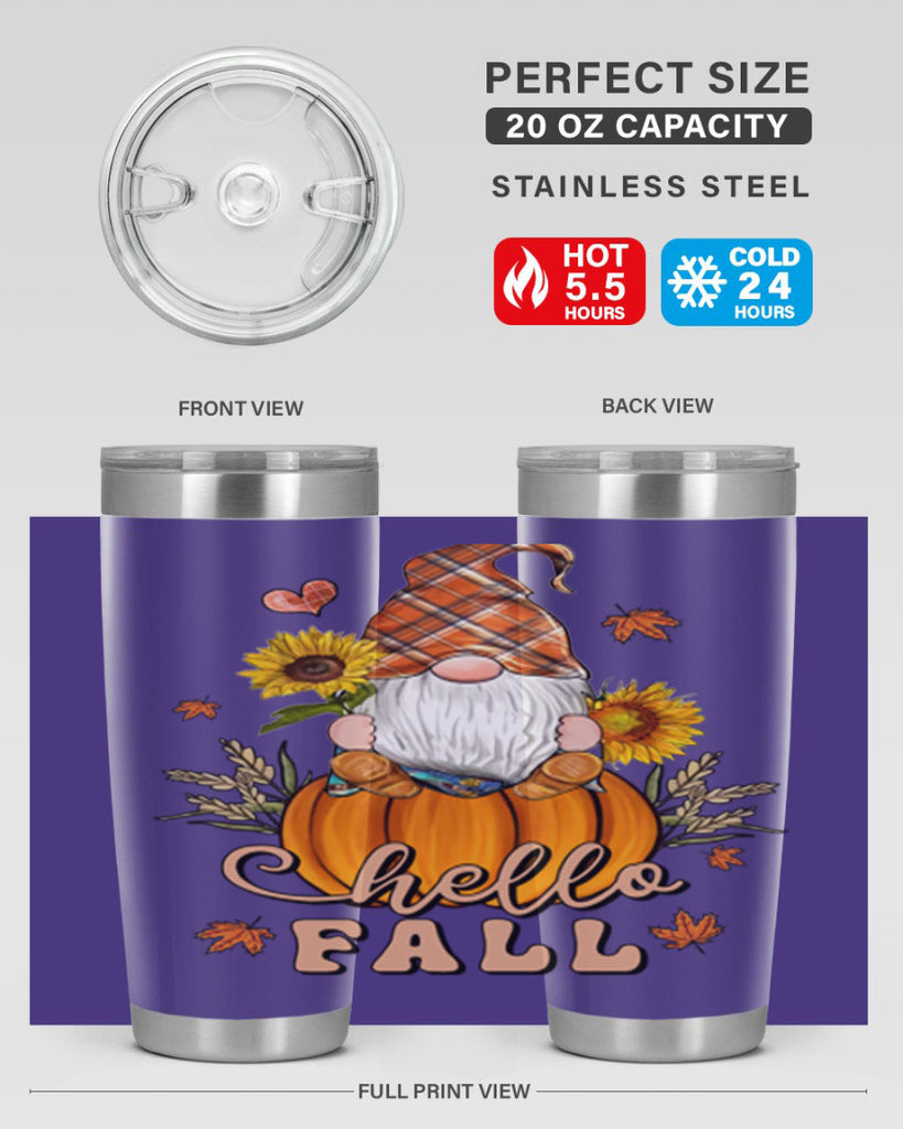 HelloFallAutumnGnome 298#- fall- Tumbler