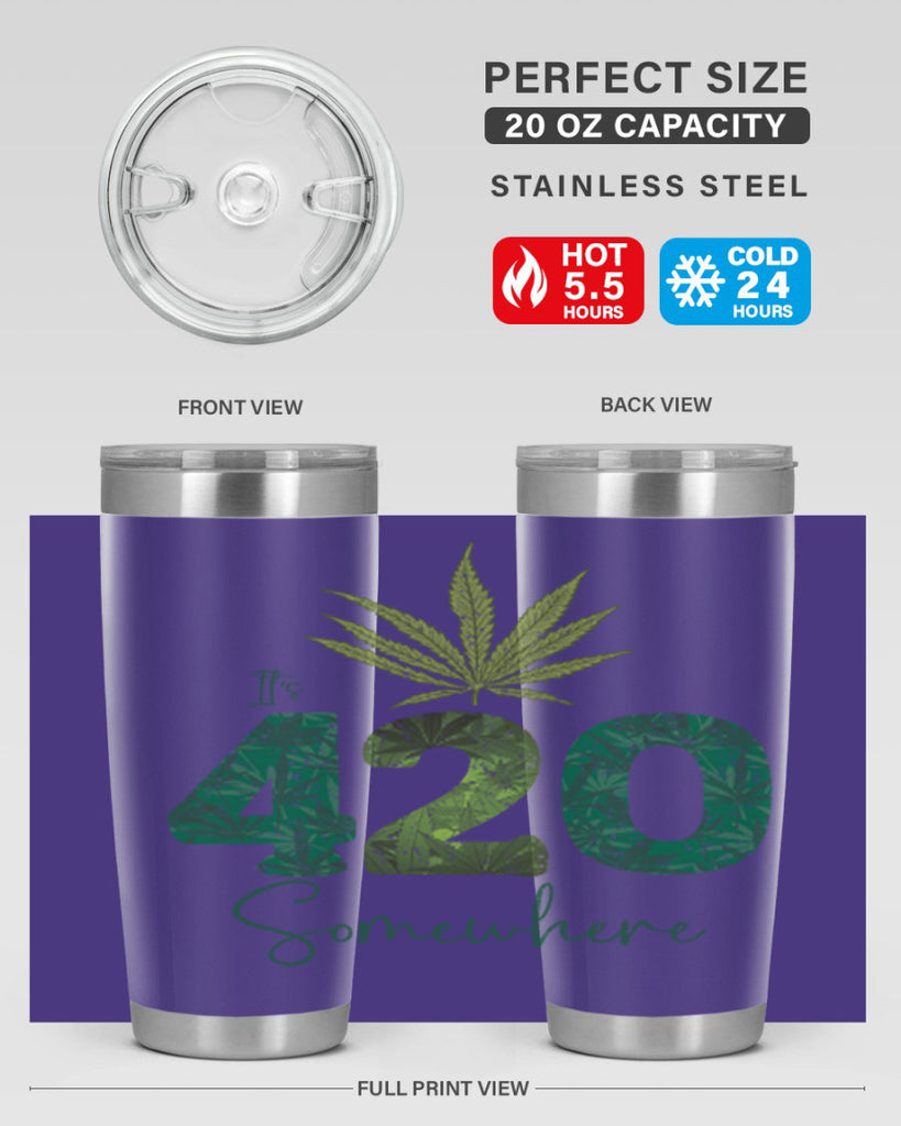 Its 420 Somewhere Sublimation 159#- marijuana- Tumbler