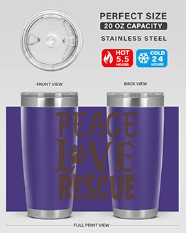 Peace Love Rescue Style 23#- cat- Tumbler