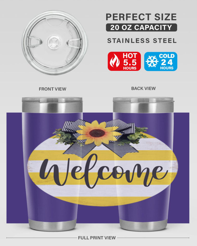 Welcome and Yellow strips Mockup564#- spring- Tumbler