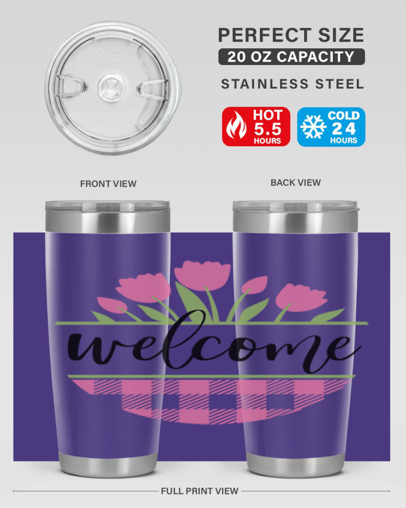 Welcome pink plaid575#- spring- Tumbler