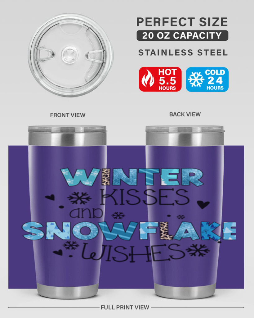 Winter kisses and snowflake wishes 571#- winter- Tumbler