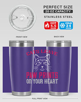cats leave paw prints on your heart Style 39#- cat- Tumbler