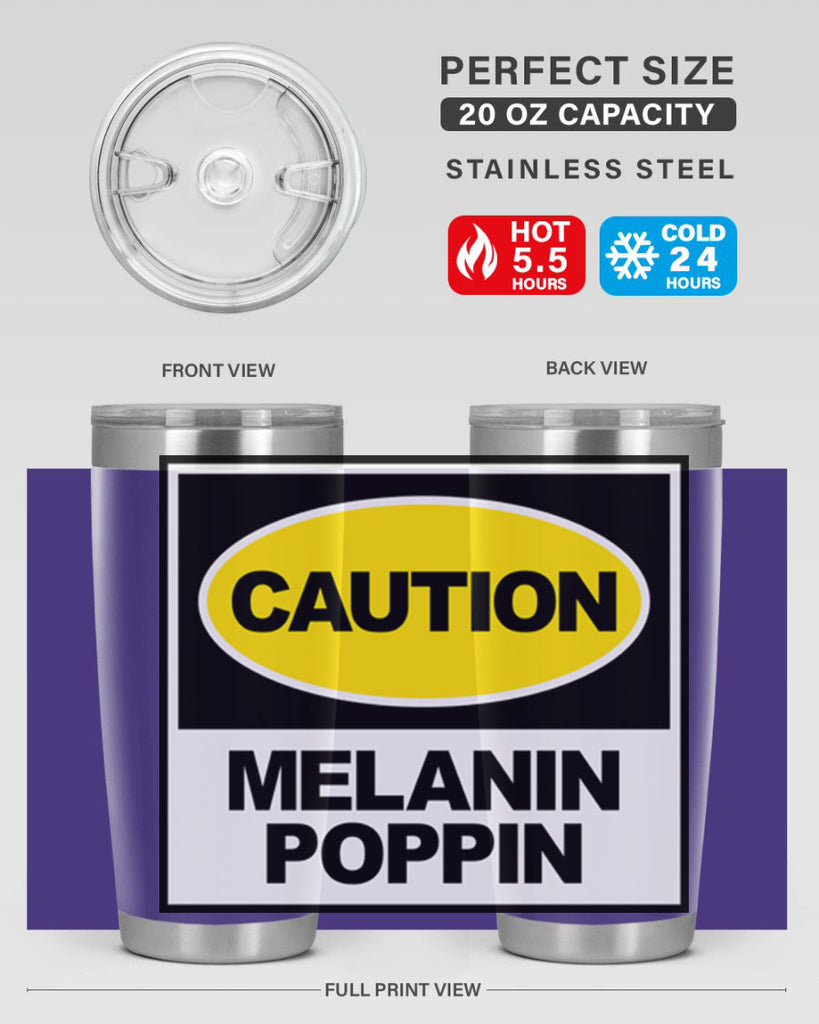 caution melanin poppin 188#- black words phrases- Cotton Tank