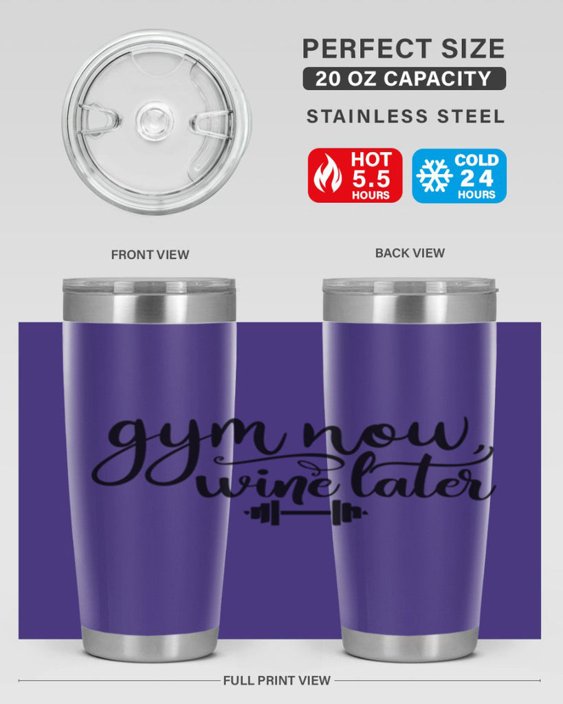 gym now wine later 42#- gym- Tumbler