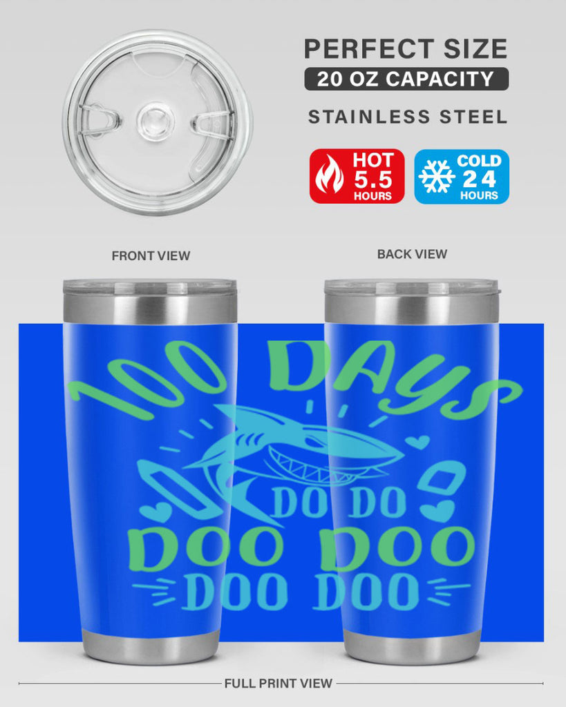 100 days shark doo doo 21#- 100 days of school- Tumbler